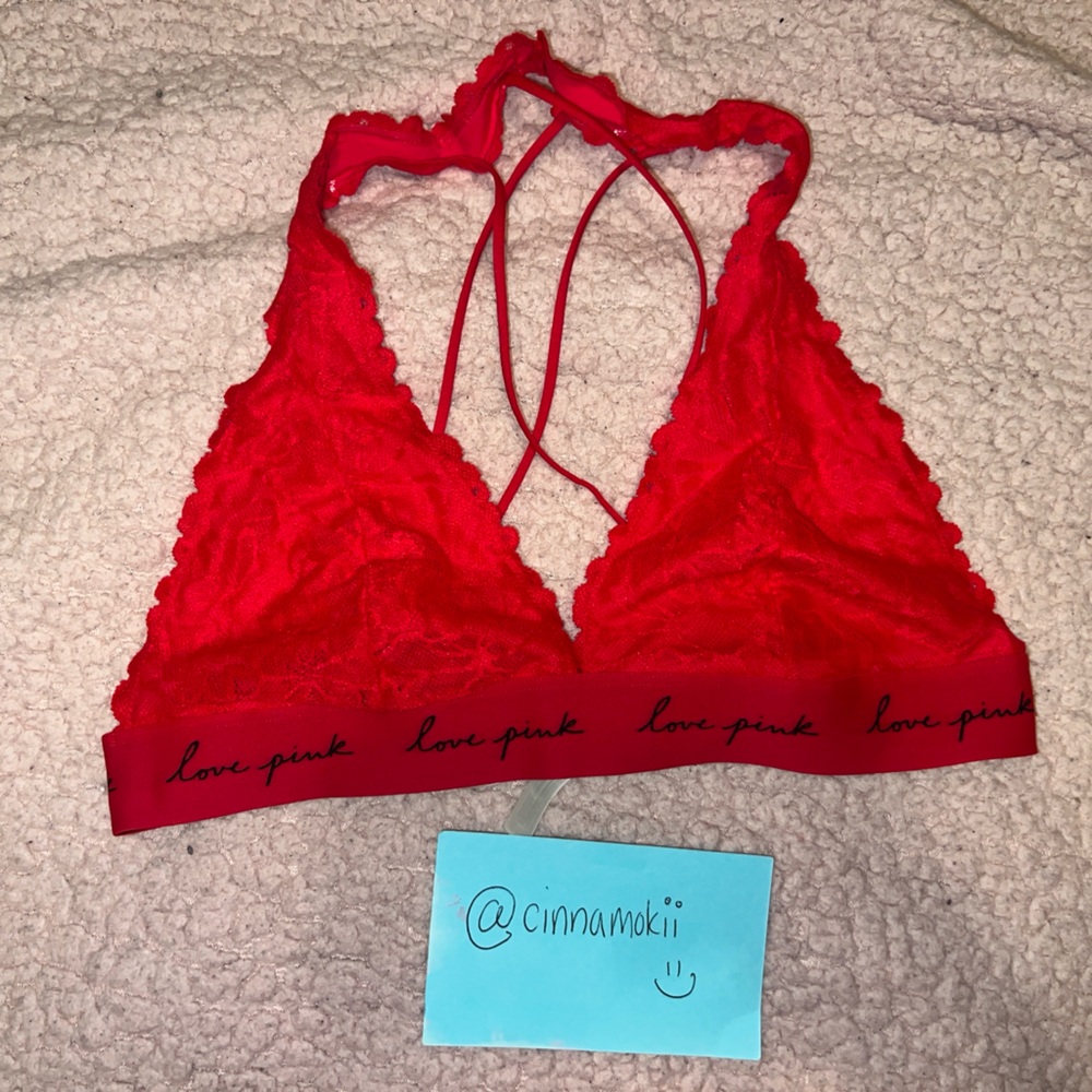 Pink - Red Lace Bralette